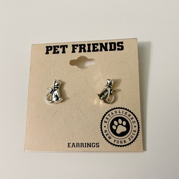 Silver Cat Earrings by Pet Friends - Picture 2 of 10
